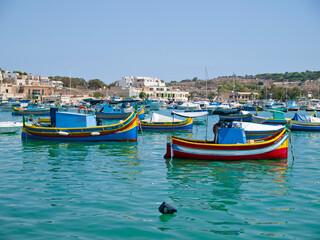 Fototapeta na wymiar View of the port of Marsaxlokk, Malta