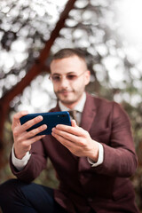 man using smartphone