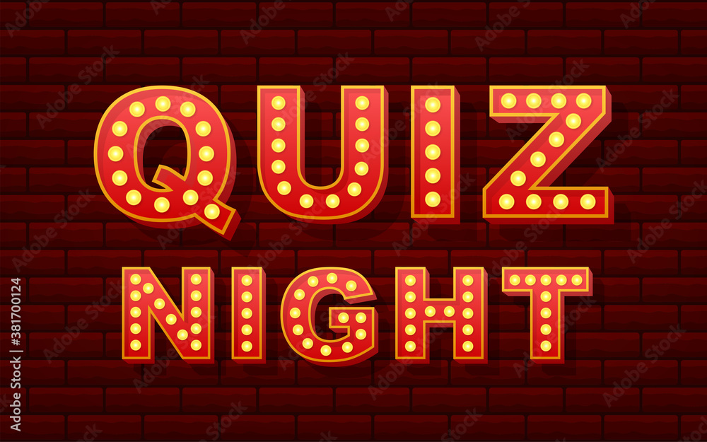 Canvas Prints Retro light text quiz night. Retro light bulb. Vector stock illustration.