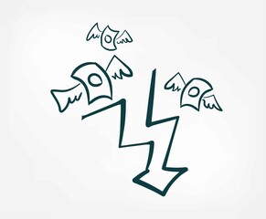 bankruptcy vector sign abstract line doodle isolated hand drawn