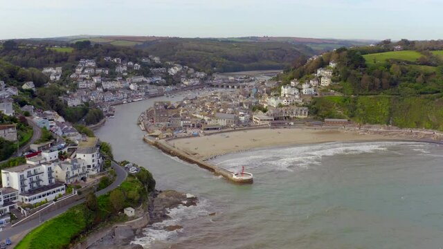 The Coastal Town of Looe in Cornwall UK Seen From The Air