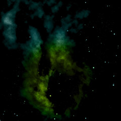 Being shone nebula and star field. 3D rendering