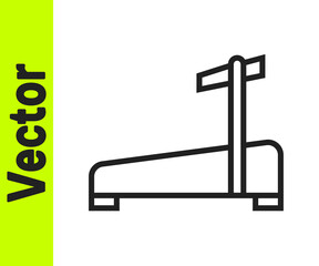 Black line Treadmill machine icon isolated on white background. Vector.