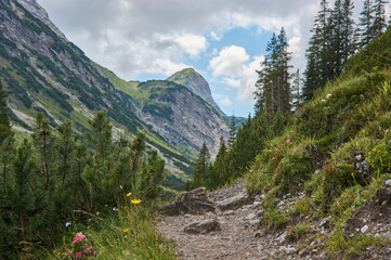 Fototapeta na wymiar Beautiful lonely mountain landscape. Mountain panorama in the alps.