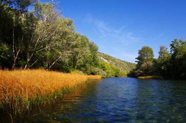 Summer landscape of Cetina river near Omis, Croatia, Europe