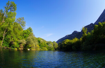 Summer landscape of Cetina river near Omis, Croatia, Europe