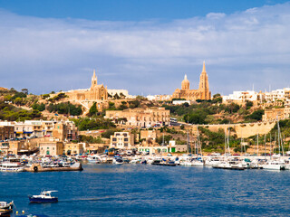 Fototapeta na wymiar Mgarr harbor on the island of Gozo, Malta