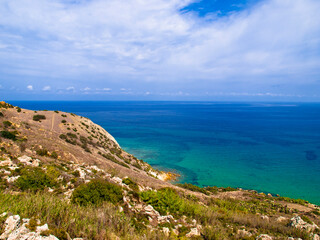 View of Ramla Bay, Gozo, Malta.