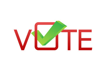 Vote symbols. Check mark icon. Vote label on white background. Vector stock illustration.