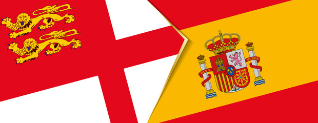 Sark and Spain flags, two vector flags.