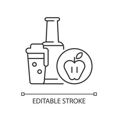 Cider pixel perfect linear icon. Bottled drink. Apple alcoholic beverage. Liquid in glassware. Thin line customizable illustration. Contour symbol. Vector isolated outline drawing. Editable stroke