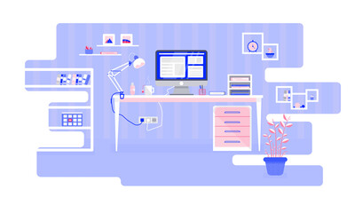 office room with workspace with computer