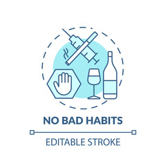 No bad habits turquoise concept icon. Warning for drug using. Restriction from substance. Brain health idea thin line illustration. Vector isolated outline RGB color drawing. Editable stroke