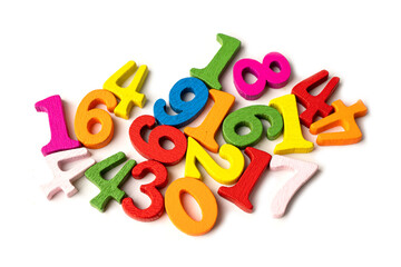 Fototapeta premium Math Number colorful on white background, education study mathematics learning teach concept.
