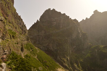 The dramatic, misty and beautiful mountain landscape of Madeira Island in Portugal