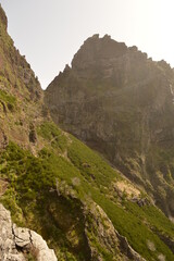 The dramatic, misty and beautiful mountain landscape of Madeira Island in Portugal
