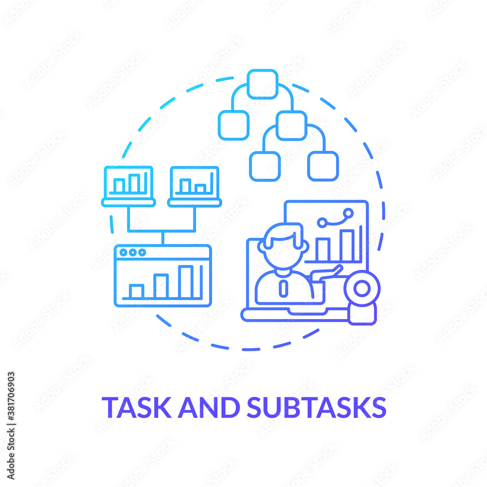 Poster task and subtasks concept icon. software structure idea thin line illustration. effective task manag