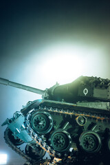 brazilian military tank at a park at night