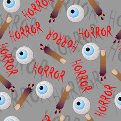 Halloween seamless pattern with fingers and eyes