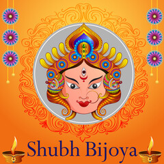 vector illustration of Happy Durga Puja festival background for India holiday Dussehra
