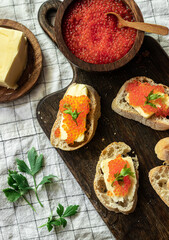 Home marinated red caviar 