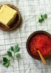 Home marinated red caviar 