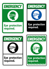 Emergency Sign Eye Protection Required Symbol Isolate on White Background