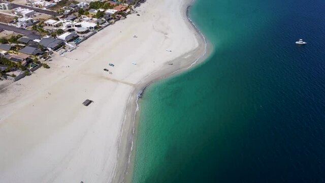 Travel Destination - White Sand Tropical Beaches in Baja California, Aerial Drone Overhead View