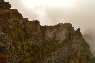 The dramatic and misty mountain landscapes of Madeira Island in Portugal