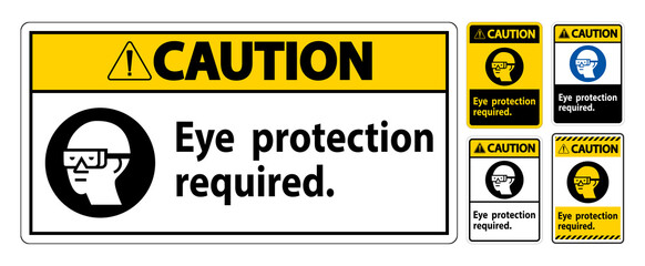 Caution Sign Eye Protection Required Symbol Isolate on White Background
