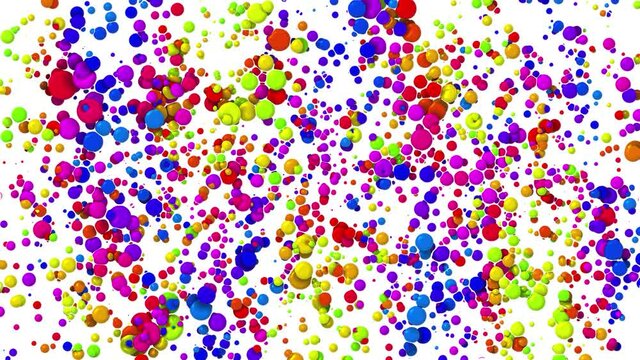4k looped abstract creative simple background. Cartoon animation of beautiful multi-colored circles like paint bubbles in liquid on white background. Luma matte as alpha channel.