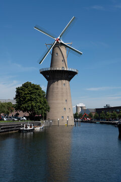 Large Dutch early Industrial Revolution windmill in Schiedam, Holland