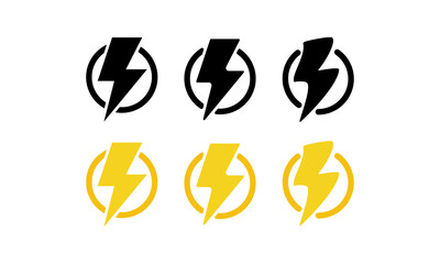 Lightning bolt icon set. Flash. Thunderstorm. Vector on isolated white background. EPS 10