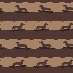 Seamless repeating pattern of skating dogs