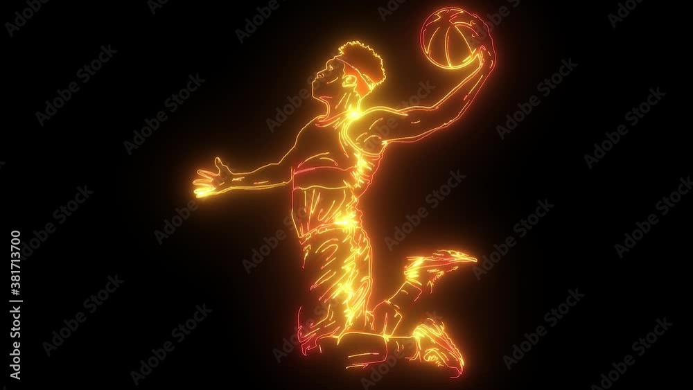 Poster flat design basketball player dunk video