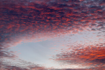 Fototapeta premium a swooping blue sky surrounded by golden clouds during sunset in Marbella, Spain 