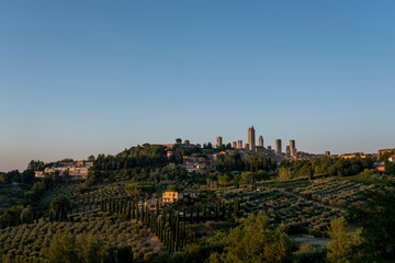 Fototapeta na wymiar San Giminiano, Tuscany, Italy. panorama view at sunrise