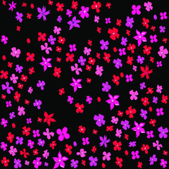 Naklejka na ściany i meble Seamless vector illustration with small colorful flowers. Ditsy print. Elegant template for fashion prints. Delicate floral pattern on a black background. 