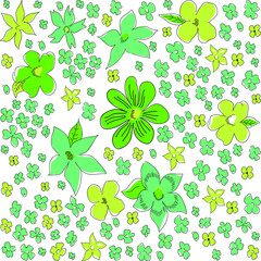 Seamless vector illustration with abstract green flowers. Elegant template for fashion prints. Delicate floral pattern on a white background. 