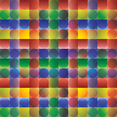 Motif de Lignes croisées - Carrés et Cercles multicolores - Modèle de tissu, Textile - Tartan