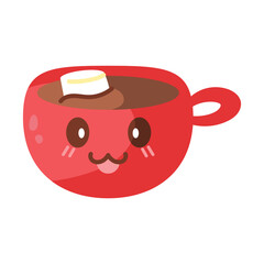 Cup of chocolate cartoon with marshmallows. Christmas icon - Vector