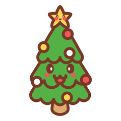 Isolated christmas tree kawaii. Christmas icon - Vector