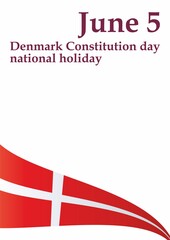 Flag of Denmark, Denmark Constitution day national holiday, June 5, Kingdom of Denmark. Template for award design, an official document with the flag of Denmark. Bright, colorful vector illustration.