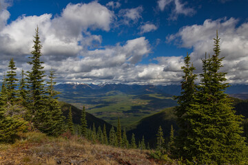 Forest and cloudscape over Glacier National Park, Montana
