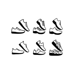 Running shoes icon vector collection