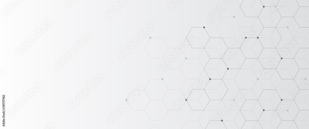 Wall mural digital technology background. abstract hexagons background with black lines and dots. design for sc