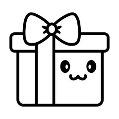 Isolated gift box kawaii. Christmas icon - Vector