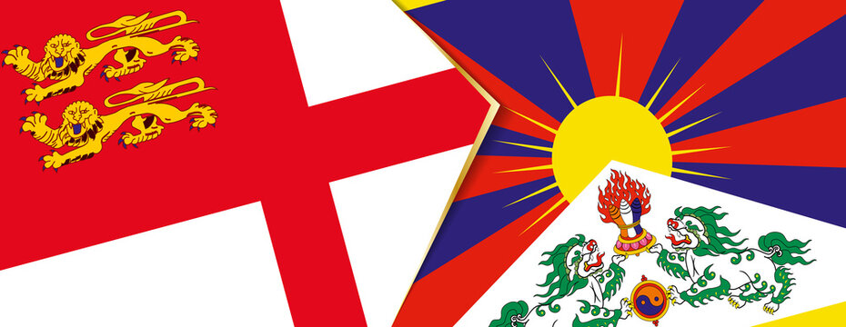 Sark and Tibet flags, two vector flags.