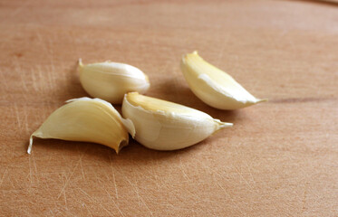 garlic on a wooden background