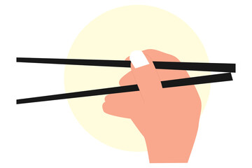 Hand illustration using chopsticks vector illustration